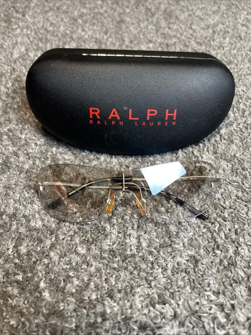 Vintage Y2K Polo Jeans Co. Ralph Lauren Rimless Shield Sunglasses Gradient Brown